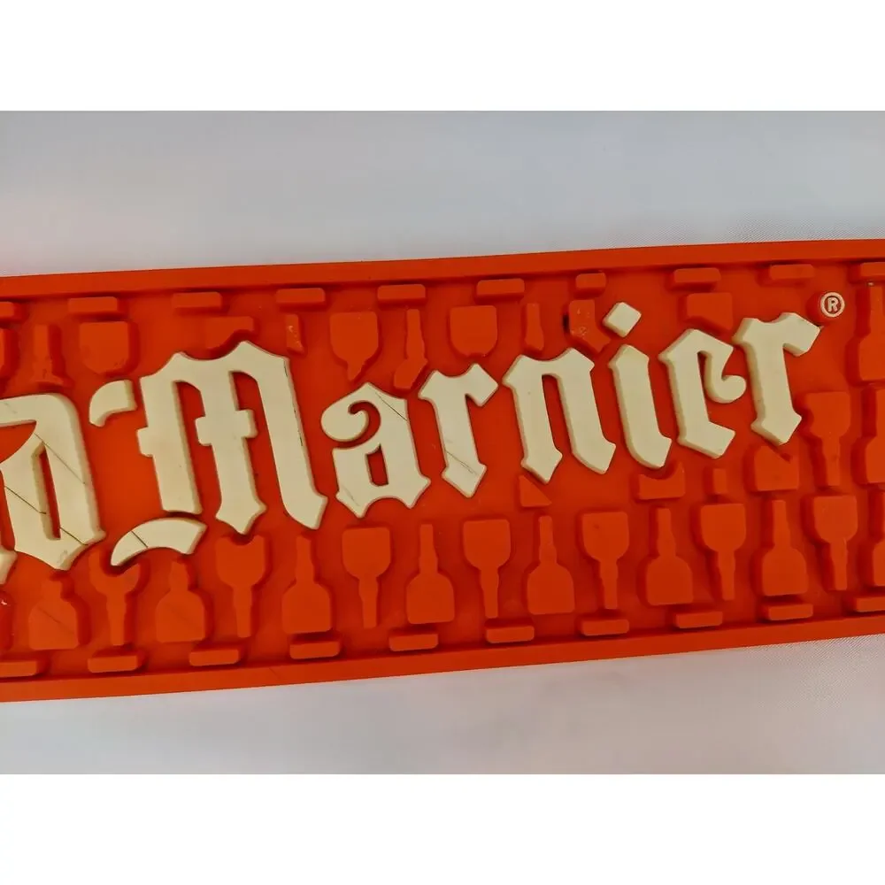Grand Marnier Red/White Rubber Bar Drip Spill Rail Mat Bar Drying Lot of 2